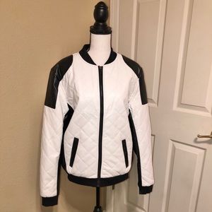 Leather bomber jacket